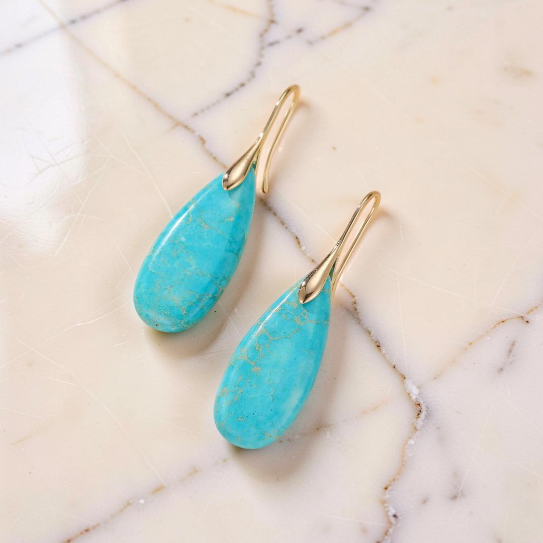 ATELIER-TIBET – Boucles d'Oreilles Turquoise – Majestueuses