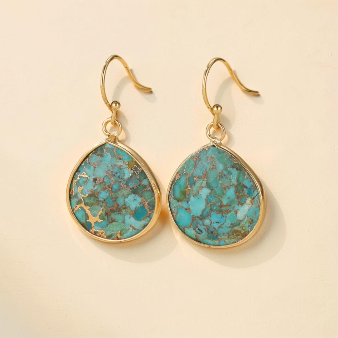 ATELIER-TIBET – Boucles d'Oreilles Turquoise – Miroir du Ciel