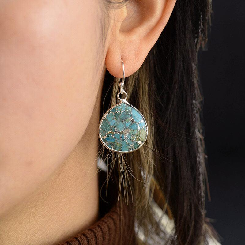 ATELIER-TIBET – Boucles d'Oreilles Turquoise – Miroir du Ciel