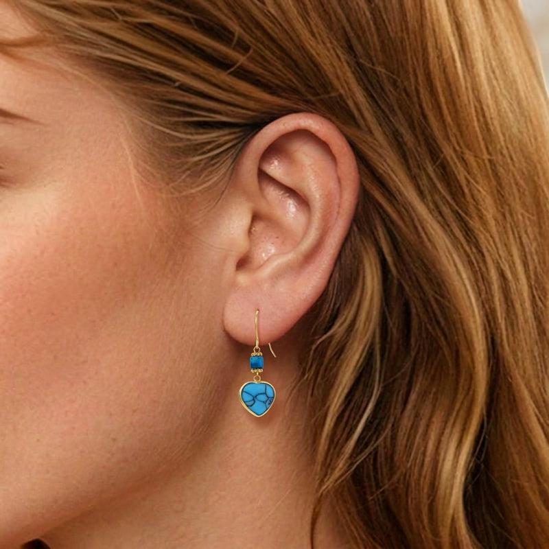 ATELIER-TIBET – Boucles d'Oreilles Turquoise – Vestale de Nuit