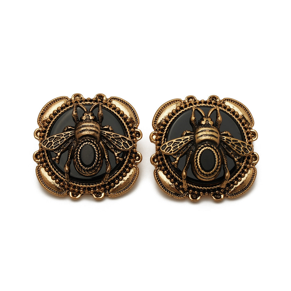 ATELIER-TIBET – Boucles d’Oreilles Agate – Abeille Royale