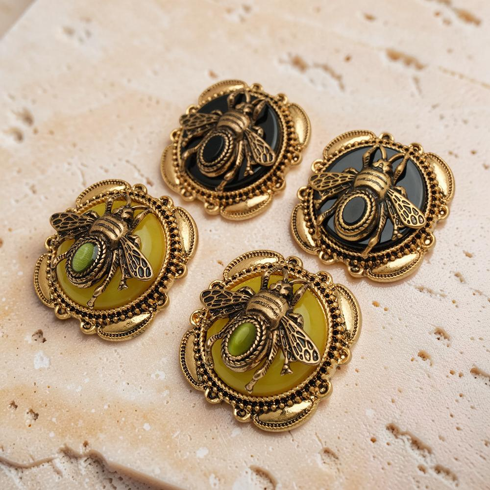 ATELIER-TIBET – Boucles d’Oreilles Agate – Abeille Royale
