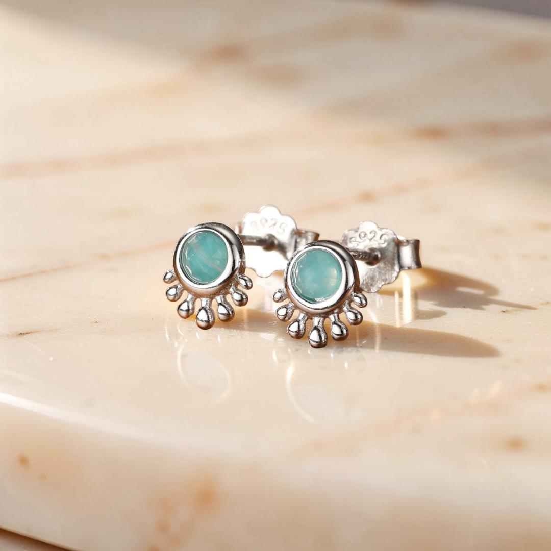 ATELIER-TIBET – Boucles d'Oreilles Amazonite – Brise d'Océan, Argent
