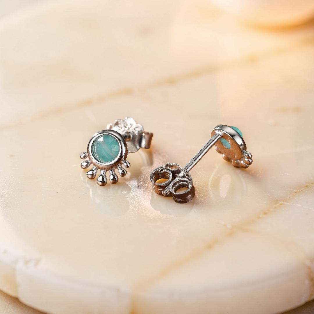 ATELIER-TIBET – Boucles d'Oreilles Amazonite – Brise d'Océan, Argent