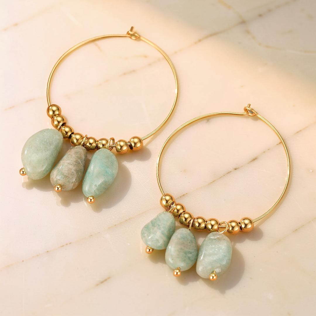 ATELIER-TIBET – Boucles d’Oreilles Amazonite/Lapis Lazuli – Éclat Minéral