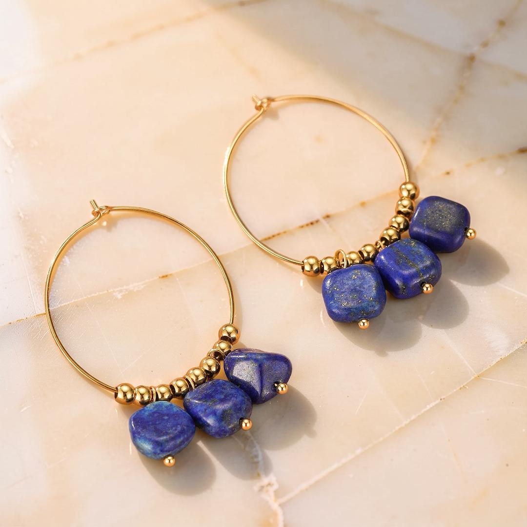 ATELIER-TIBET – Boucles d’Oreilles Amazonite/Lapis Lazuli – Éclat Minéral