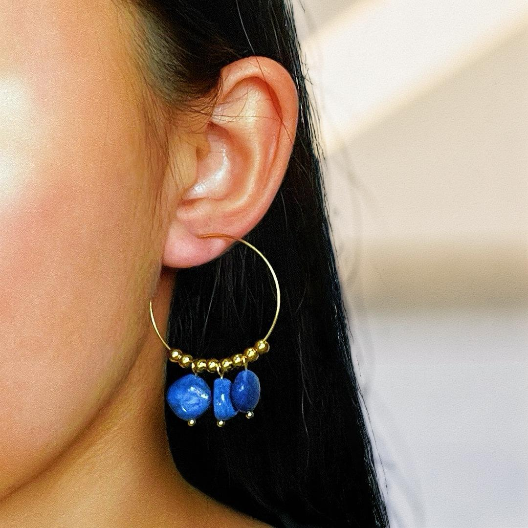 ATELIER-TIBET – Boucles d’Oreilles Amazonite/Lapis Lazuli – Éclat Minéral