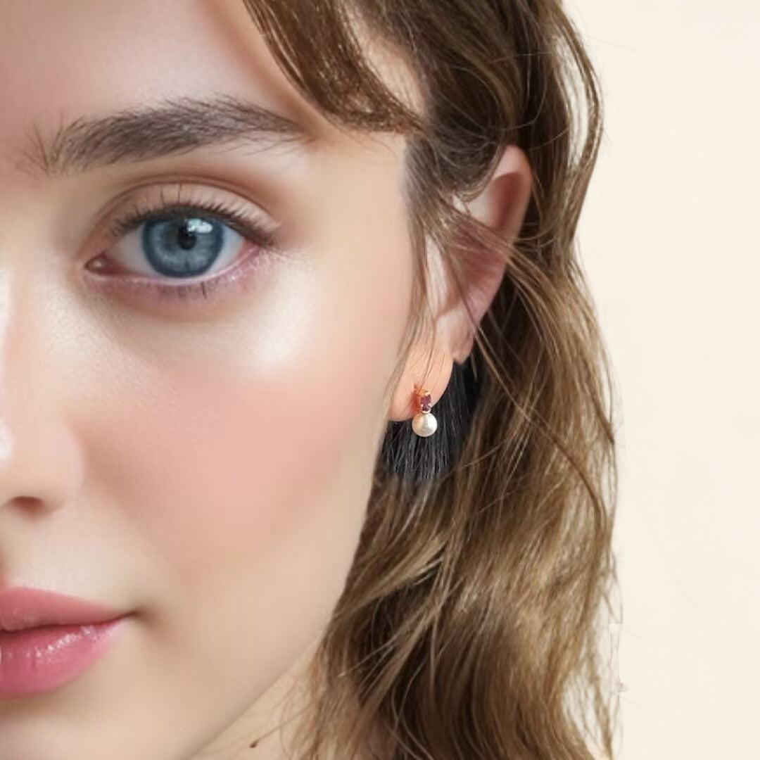 ATELIER-TIBET – Boucles d’Oreilles Améthyste et Perle – Pure Grâce, Argent Plaqué Or