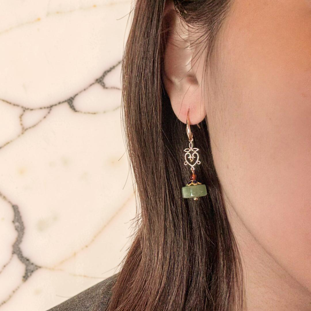 ATELIER-TIBET – Boucles d'Oreilles Aventurine – Confiance