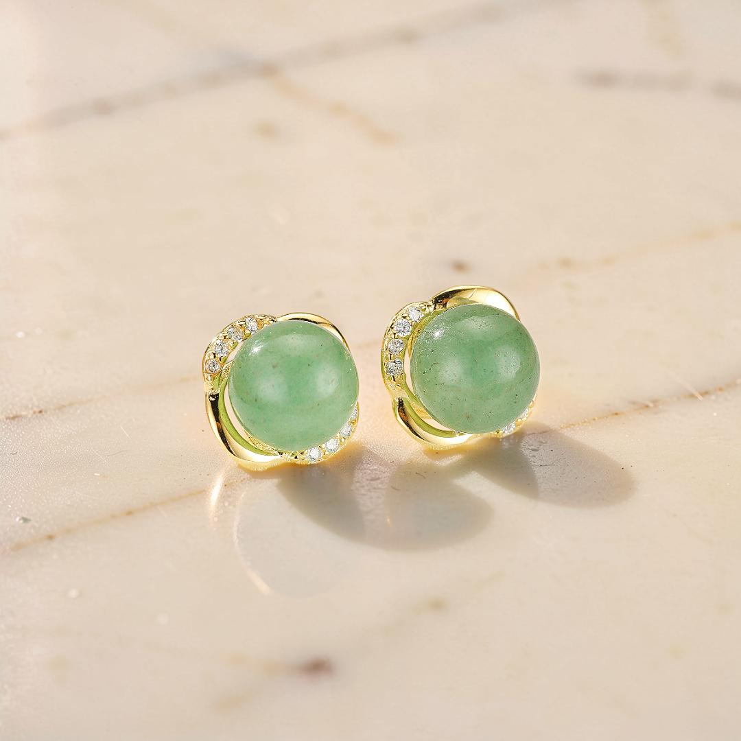 ATELIER-TIBET – Boucles d’oreilles Aventurine – Éclat Intemporel, Argent