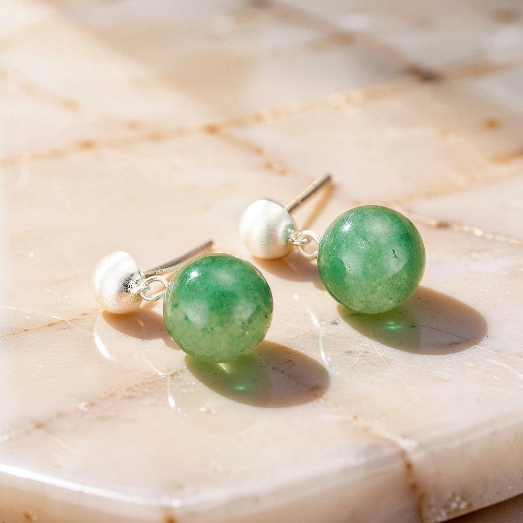 ATELIER-TIBET – Boucles d'Oreilles Aventurine – Énergie Harmonieuse