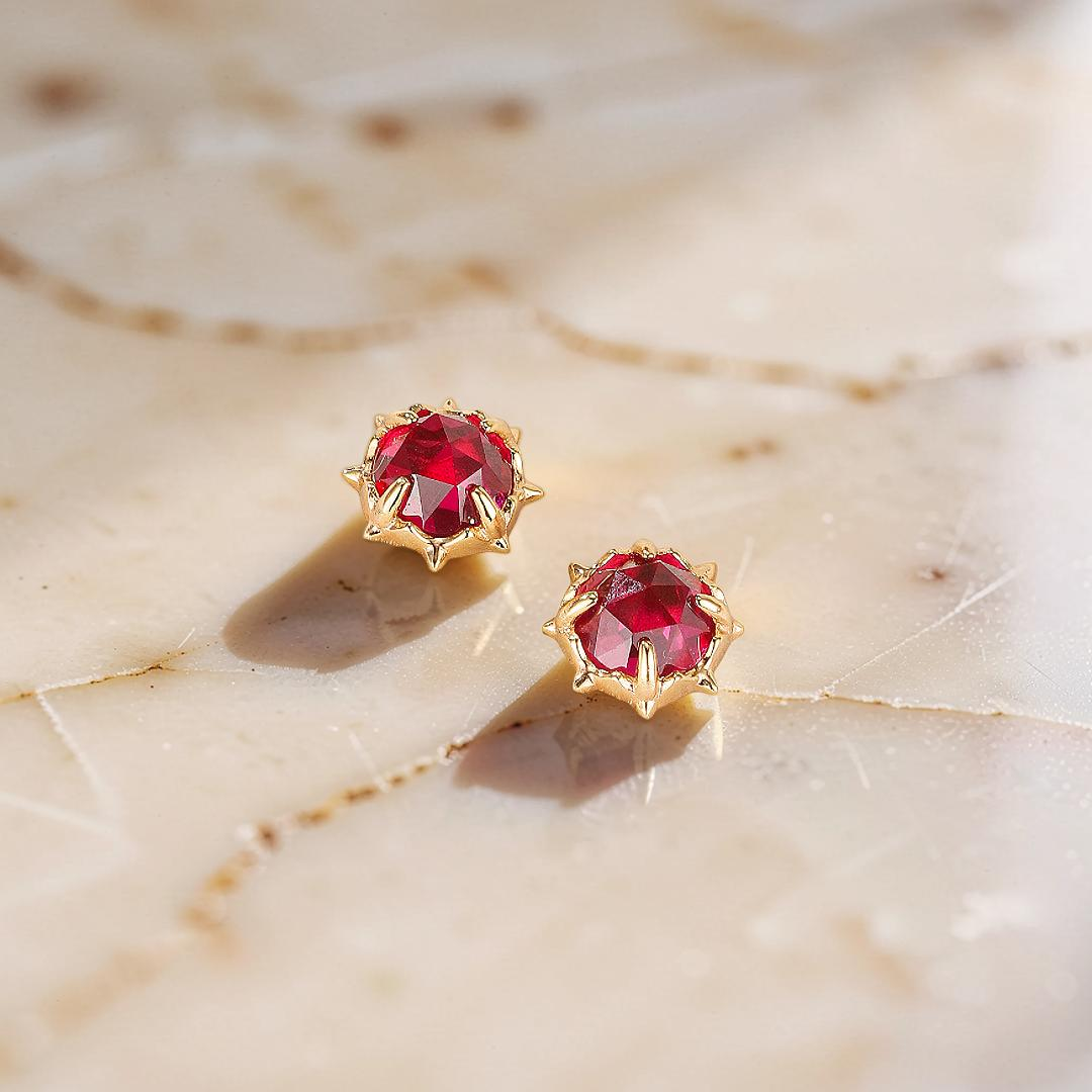 ATELIER-TIBET – Boucles d’Oreilles Cornaline – Épine de Feu, Argent Plaqué Or