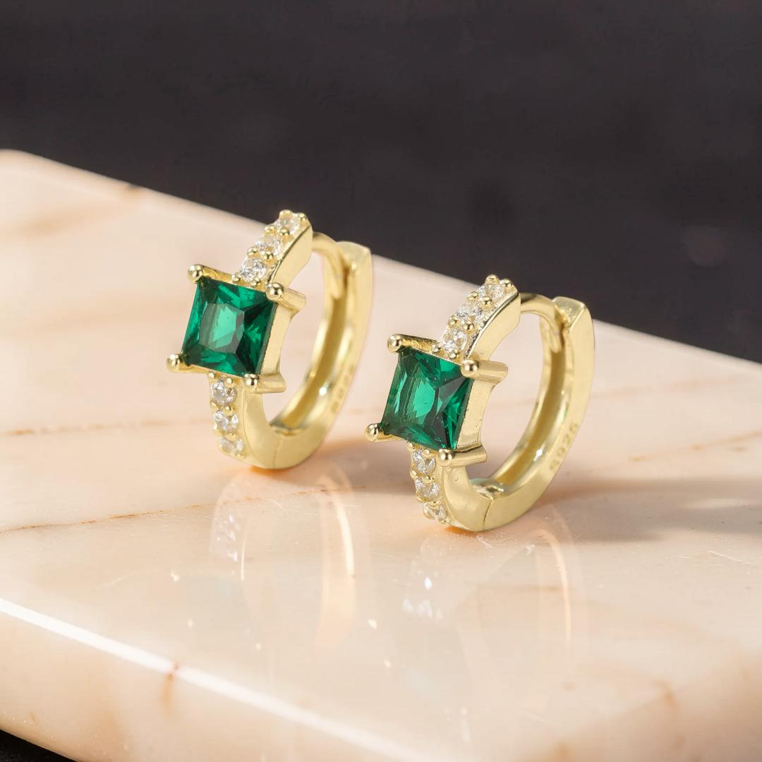 ATELIER-TIBET – Boucles d’Oreilles Émeraude – Brise d’Émeraude, Argent 925