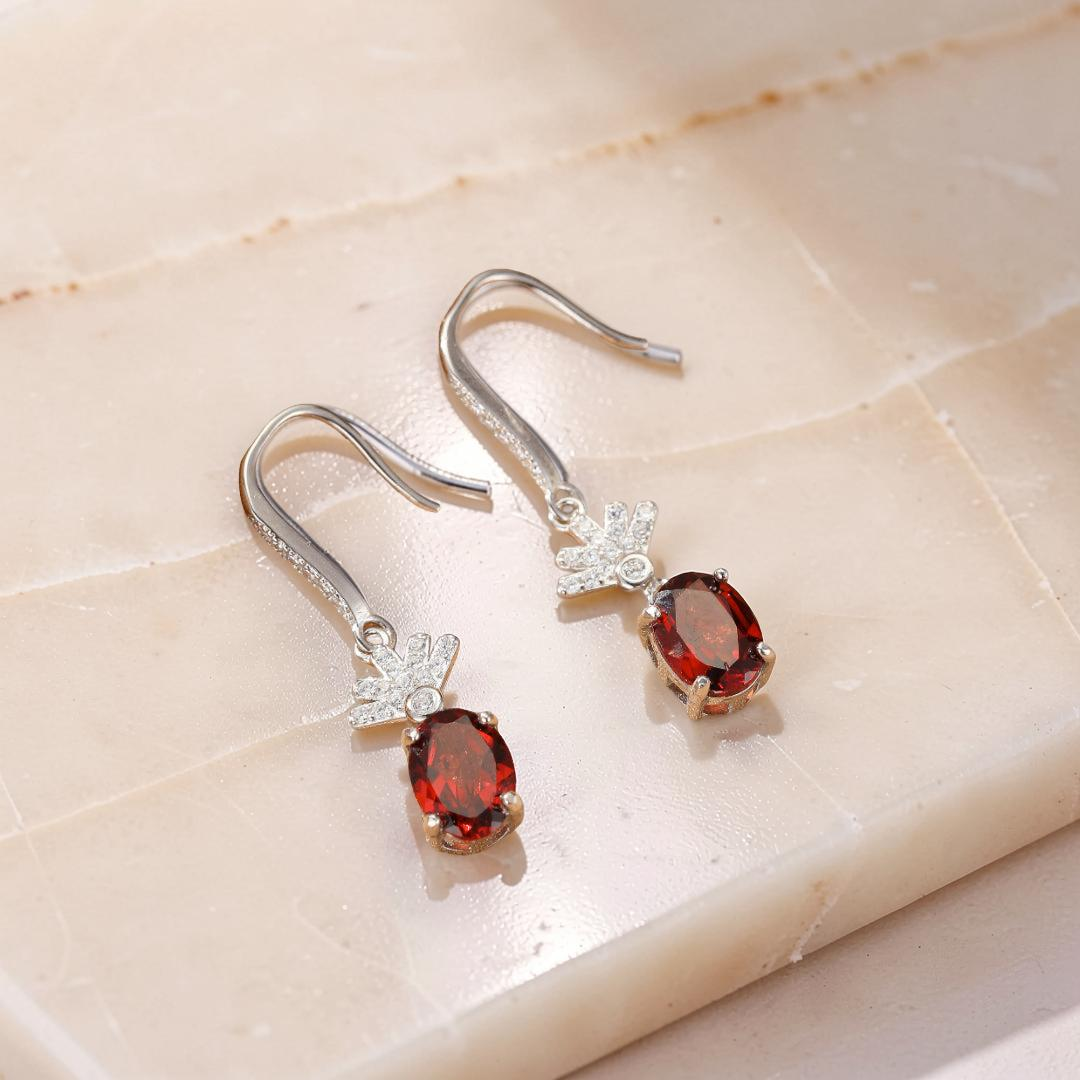 ATELIER-TIBET – Boucles d’oreilles Grenat – Rayonnement Royal, Argent