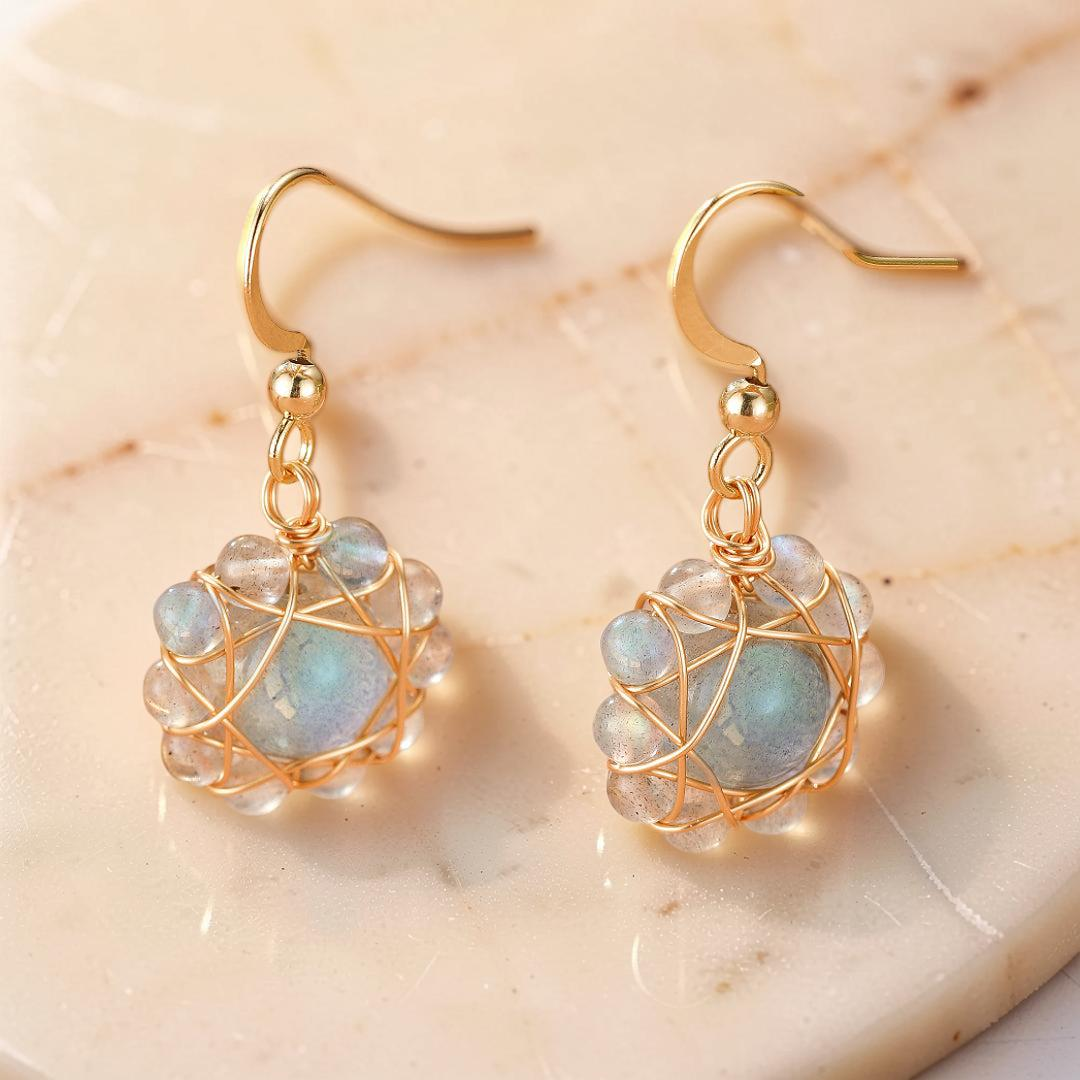 ATELIER-TIBET – Boucles d’Oreilles Labradorite – Sphère Céleste