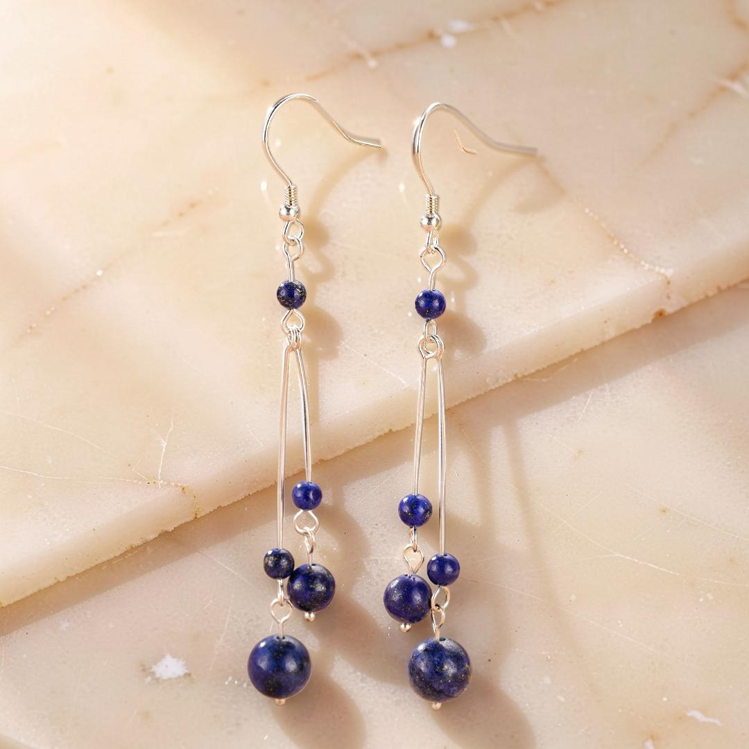 ATELIER-TIBET – Boucles d’Oreilles Lapis Lazuli – Danse Cosmique, Argent