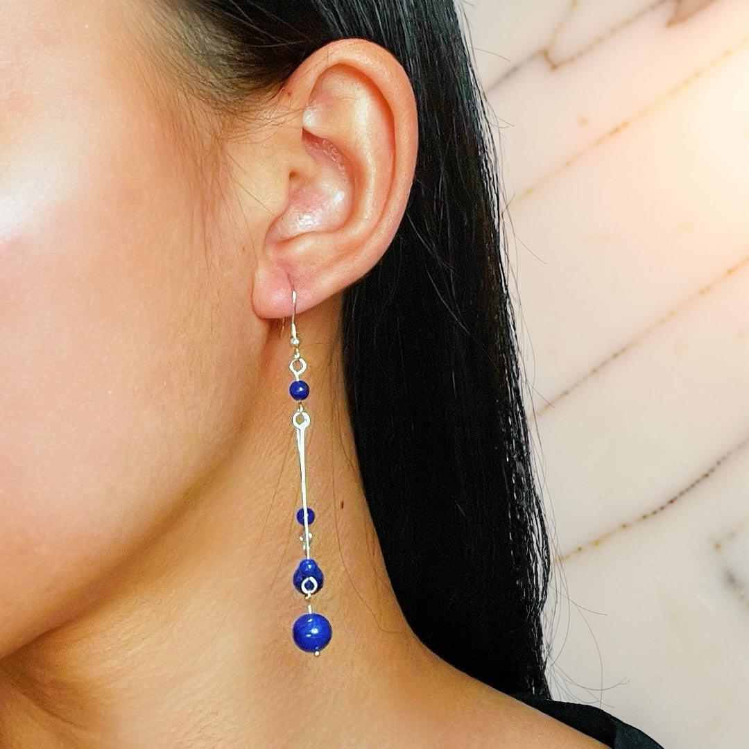 ATELIER-TIBET – Boucles d’Oreilles Lapis Lazuli – Danse Cosmique, Argent