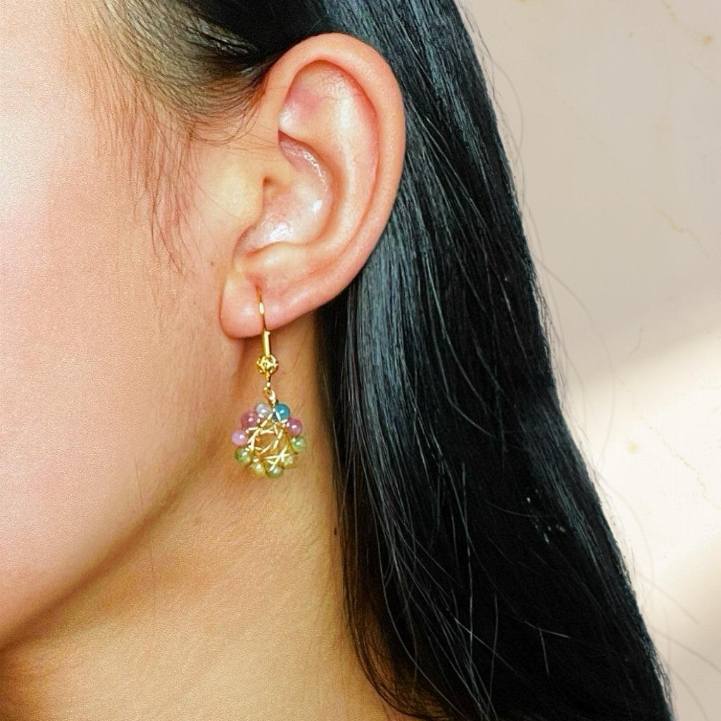 ATELIER-TIBET – Boucles d’Oreilles Pendantes Tourmaline – Éclat Sacré