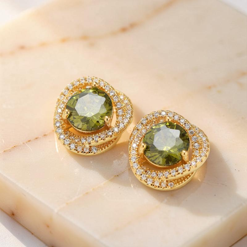ATELIER-TIBET – Boucles d'Oreilles Péridot – Rond Torsade