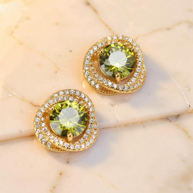 ATELIER-TIBET – Boucles d'Oreilles Péridot – Rond Torsade