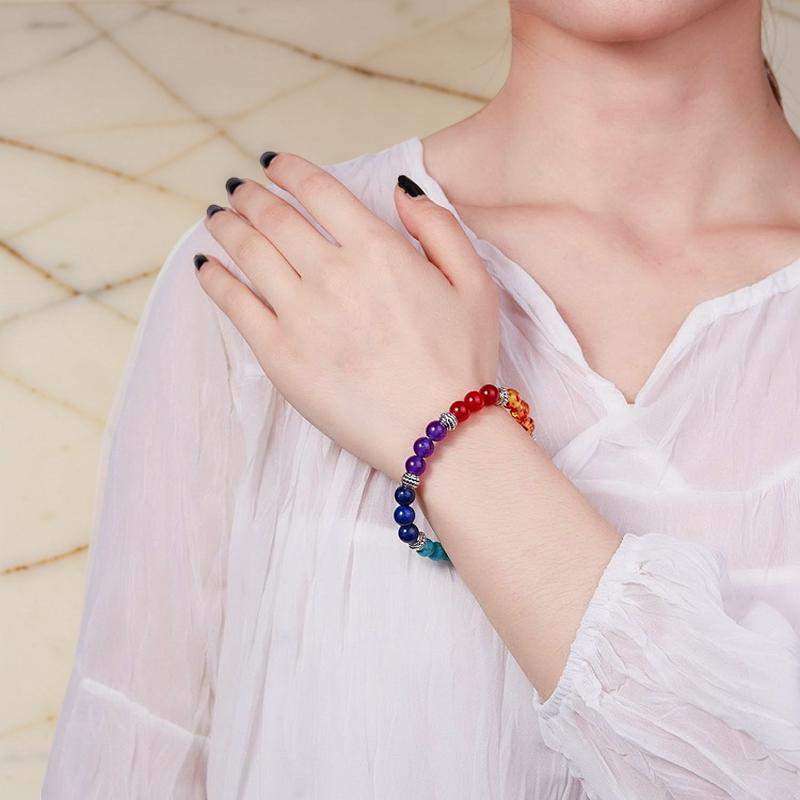 ATELIER-TIBET – Bracelet 7 Chakras en Pierres Naturelles – Sphères de Lumière