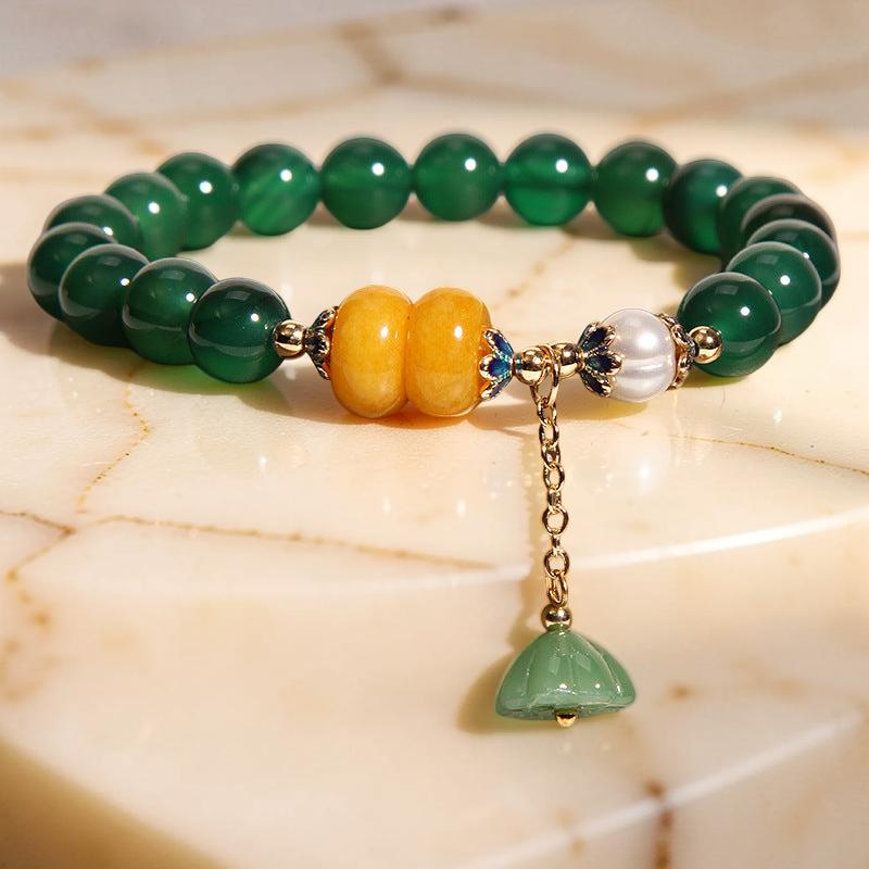 ATELIER-TIBET – Bracelet Agate et Lotus – Forestière
