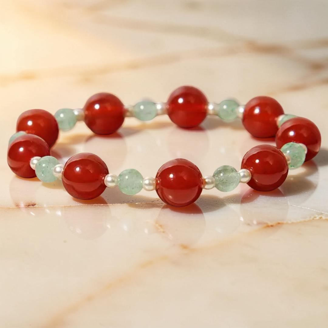 ATELIER-TIBET – Bracelet Agate Rouge et Quartz Fraise Vert – Éclat Vital