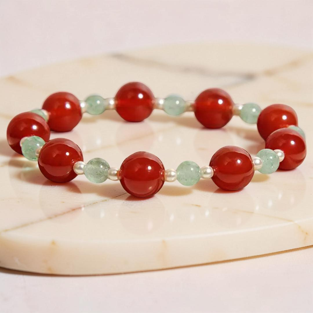 ATELIER-TIBET – Bracelet Agate Rouge et Quartz Fraise Vert – Éclat Vital