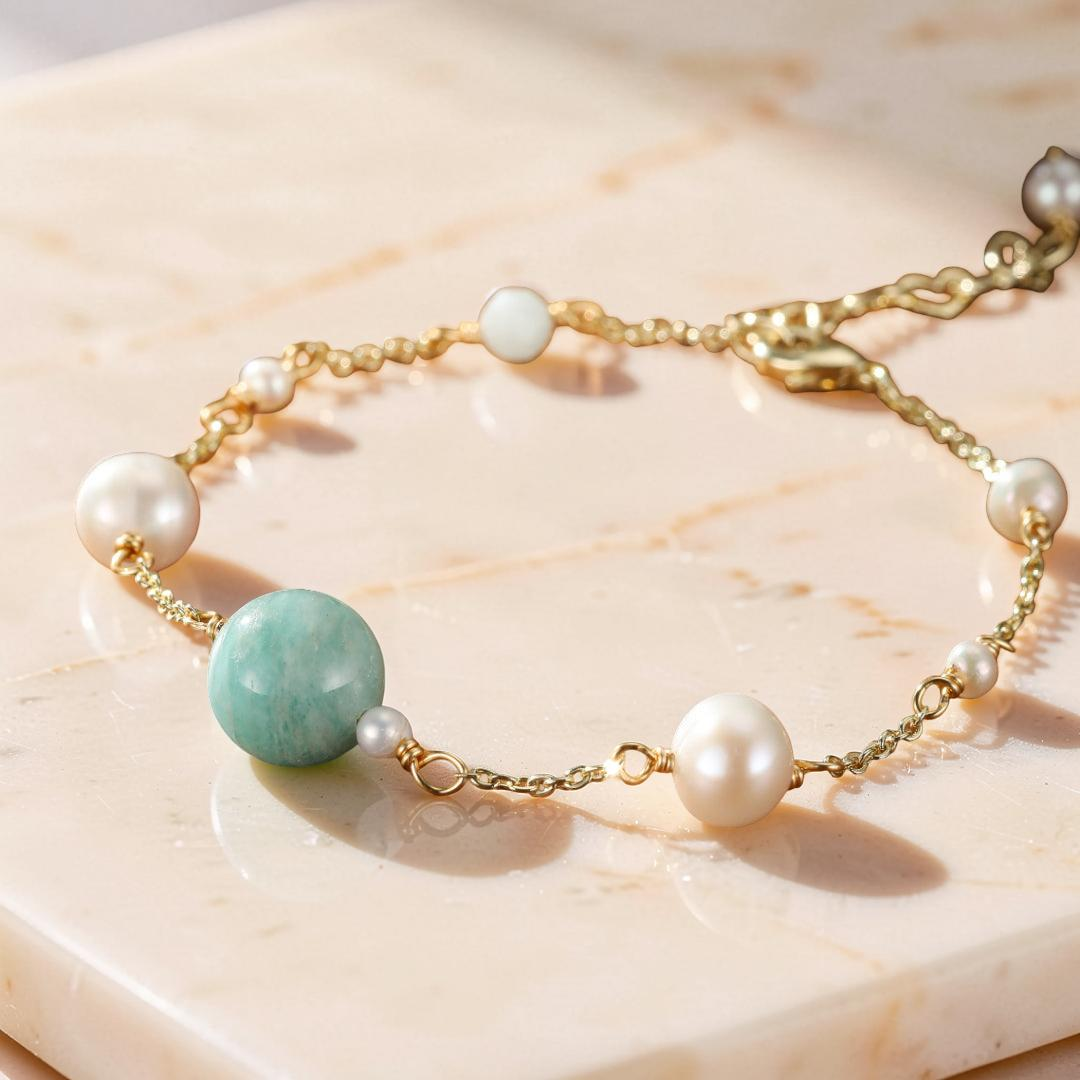ATELIER-TIBET – Bracelet Amazonite et Perles – Rêve d'Aurore