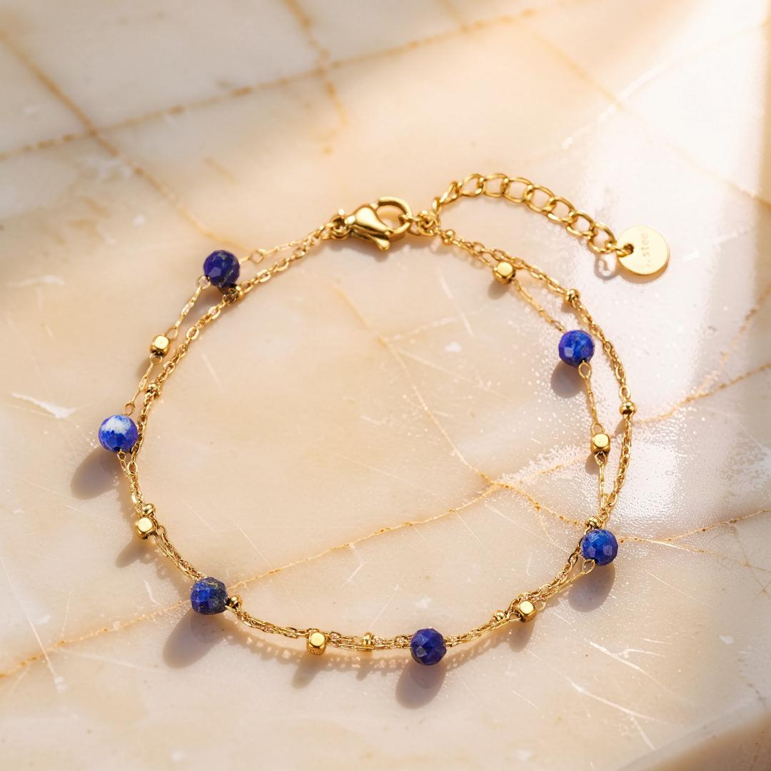 ATELIER-TIBET – Bracelet Amazonite/Lapis Lazuli – Constellation Fine