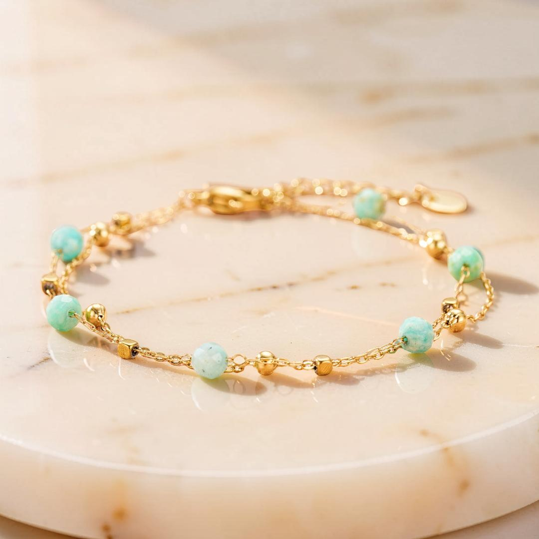 ATELIER-TIBET – Bracelet Amazonite/Lapis Lazuli – Constellation Fine