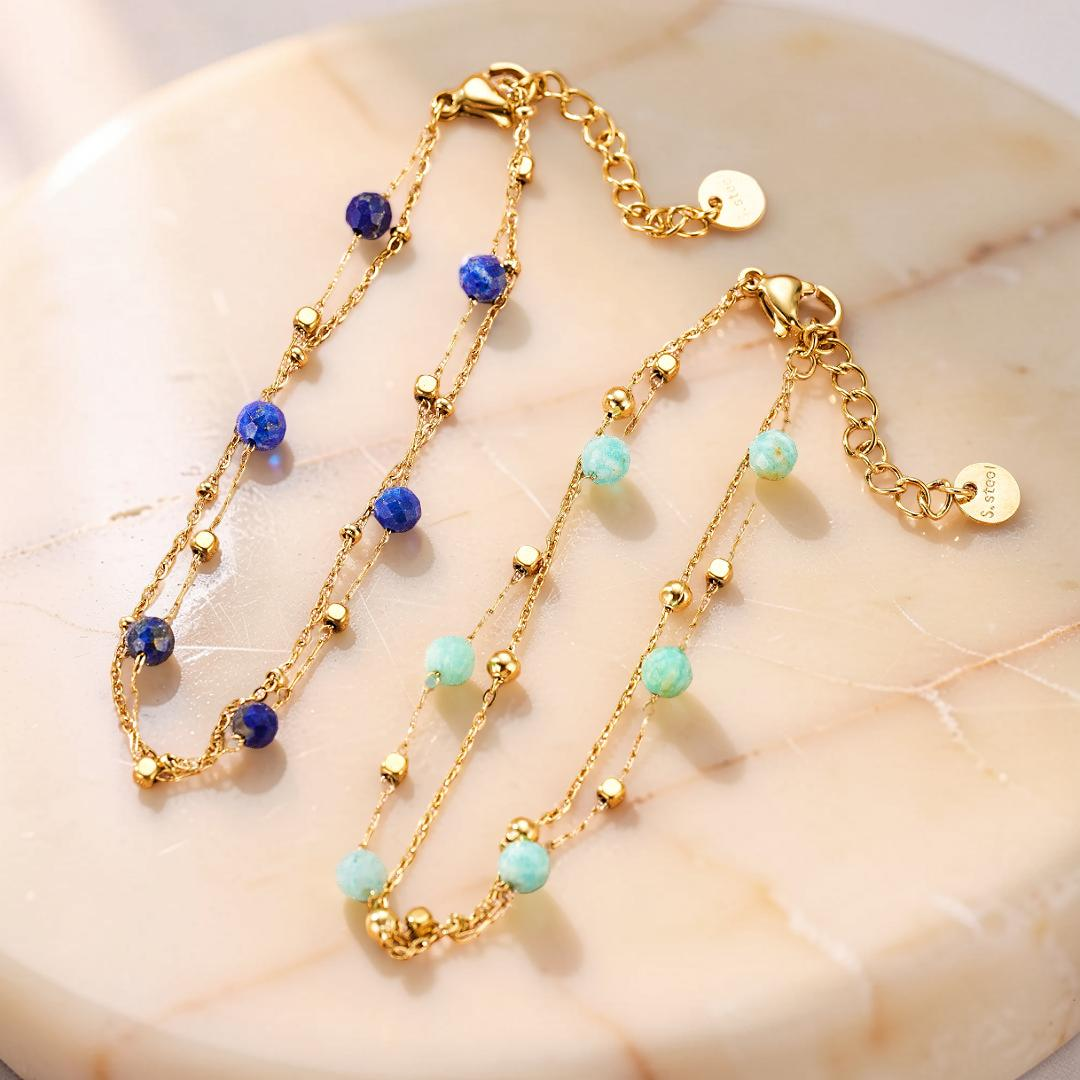 ATELIER-TIBET – Bracelet Amazonite/Lapis Lazuli – Constellation Fine