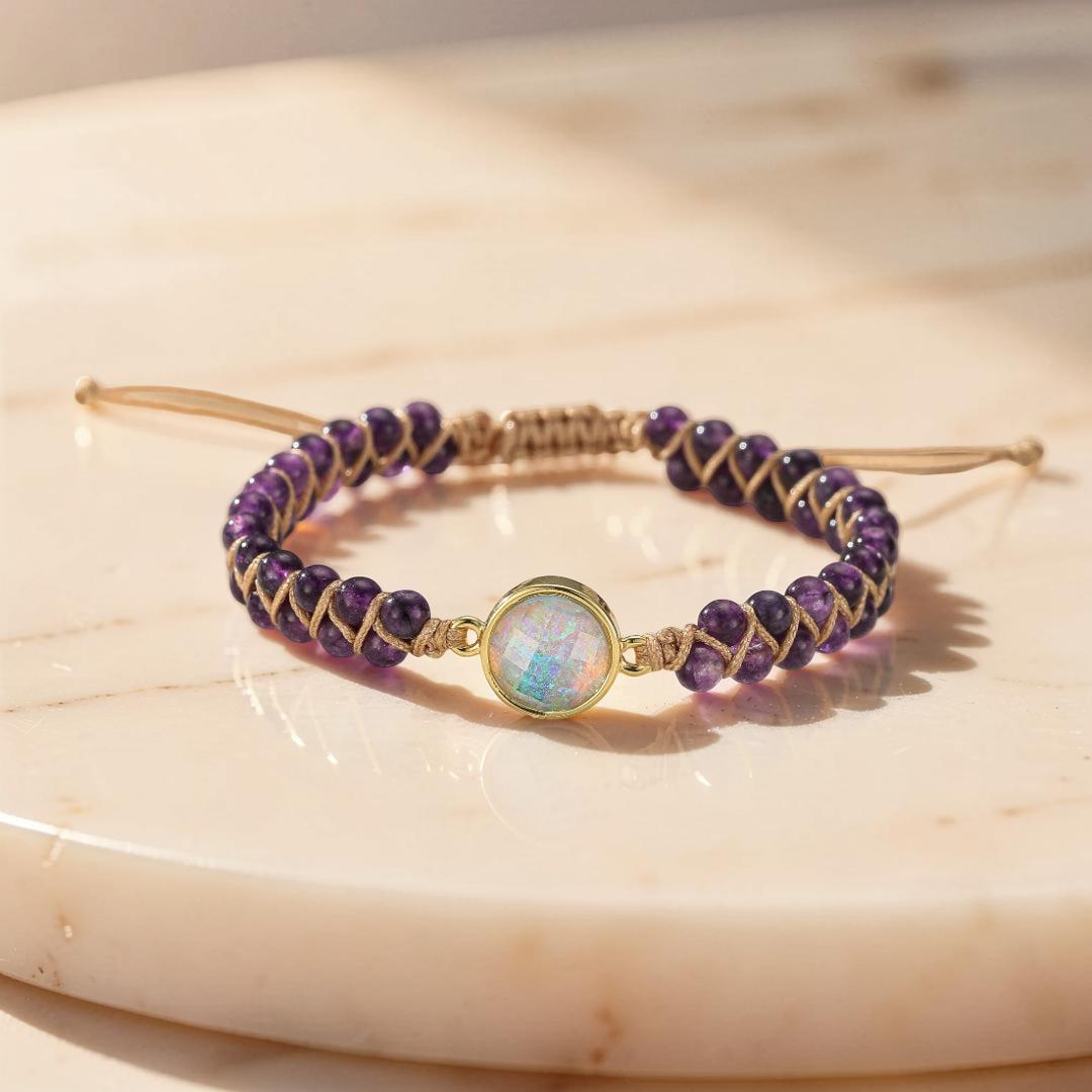 ATELIER-TIBET – Bracelet Améthyste et Opale – Création Divine