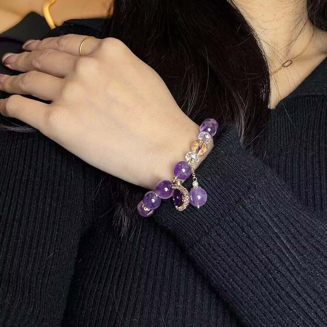 ATELIER-TIBET – Bracelet Améthyste et Quartz Clair – Merveille