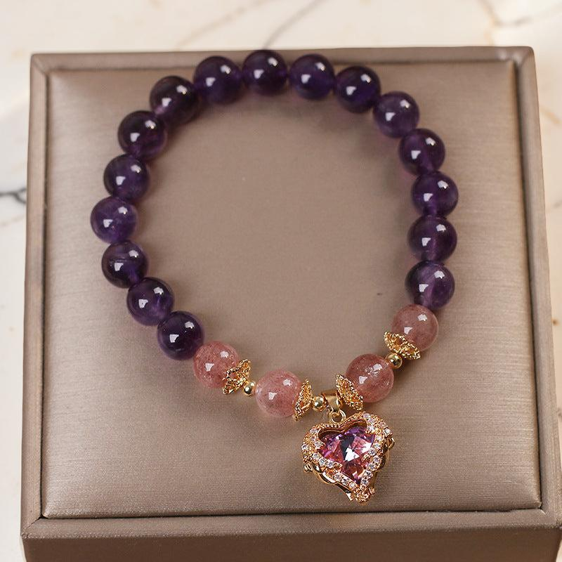 ATELIER-TIBET – Bracelet Améthyste et Quartz Fraise – Espoir