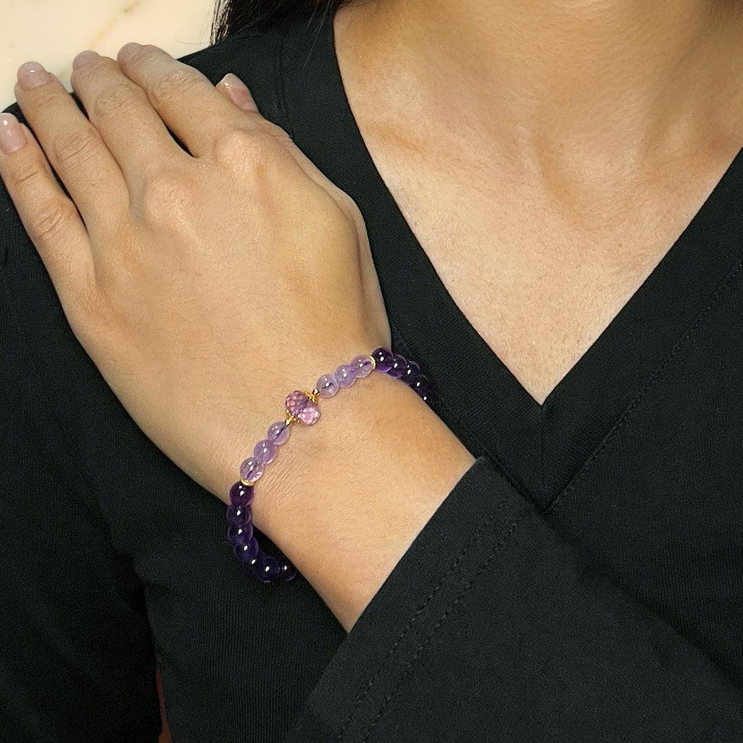 ATELIER-TIBET – Bracelet Améthyste – Harmonie Éclatante, Argent Plaqué Or