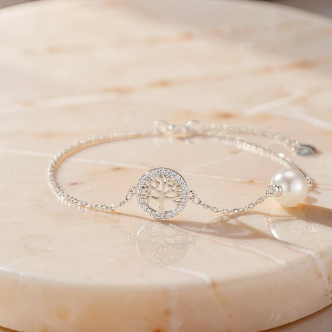 ATELIER-TIBET – Bracelet Arbre de Vie et Perle – Vitalité, Argent 925