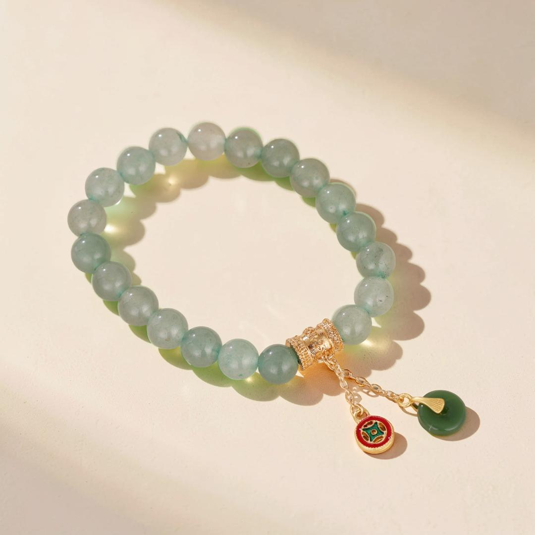 ATELIER-TIBET – Bracelet Aventurine – Éclat de Paix, Plaqué Or