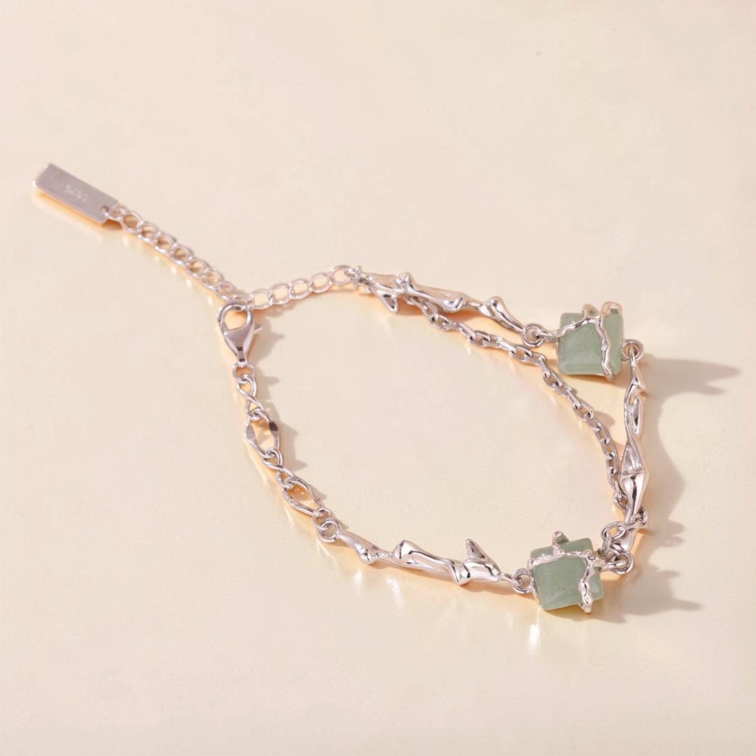 ATELIER-TIBET – Bracelet Aventurine – Fleur de Sérénité, Argent