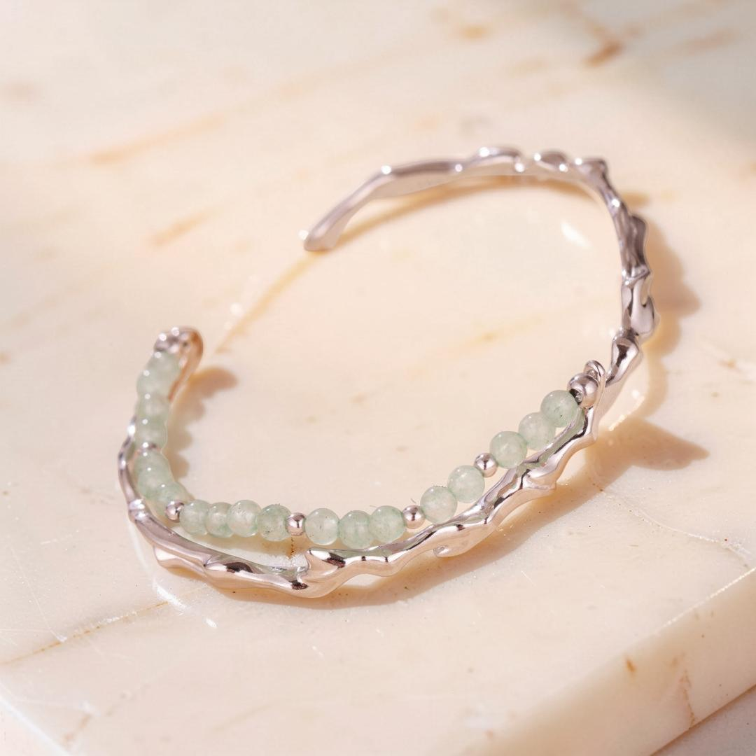 ATELIER-TIBET – Bracelet Aventurine – Force du Bambou, Argent