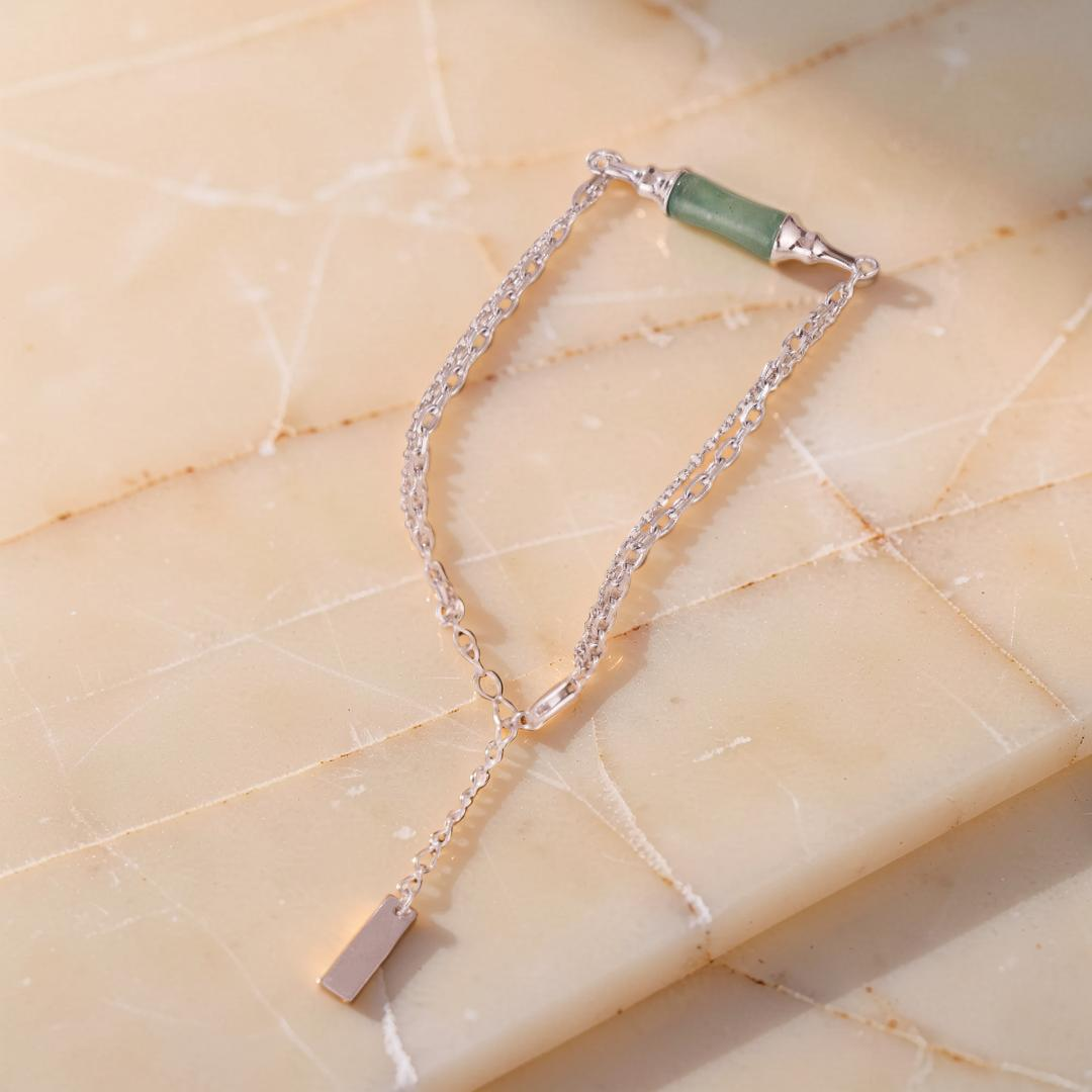 ATELIER-TIBET – Bracelet Bambou Aventurine – Douce Nature, Argent
