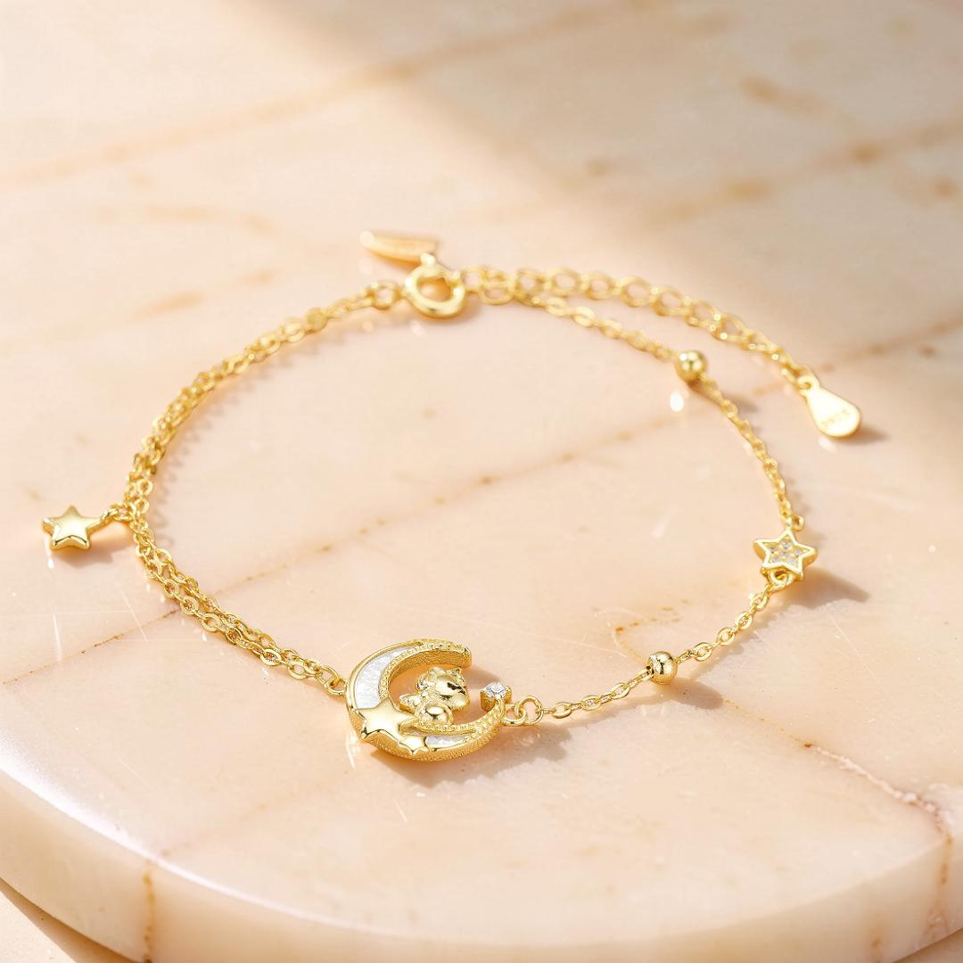 ATELIER-TIBET – Bracelet Cheval – Rêve Étoilé, Argent Plaqué Or