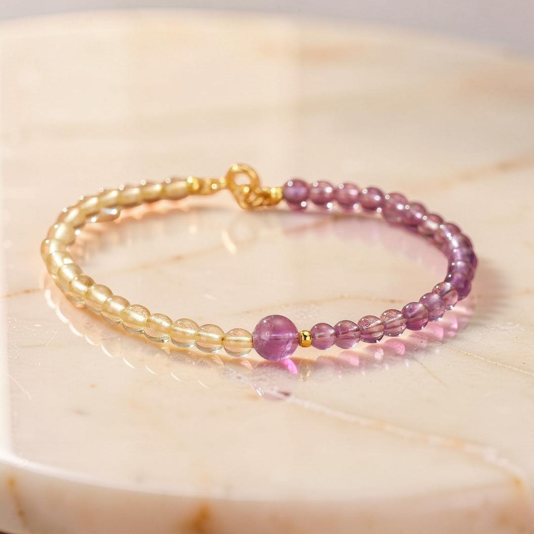 ATELIER-TIBET – Bracelet Citrine et Améthyste – Équilibre Solaire et Mystique