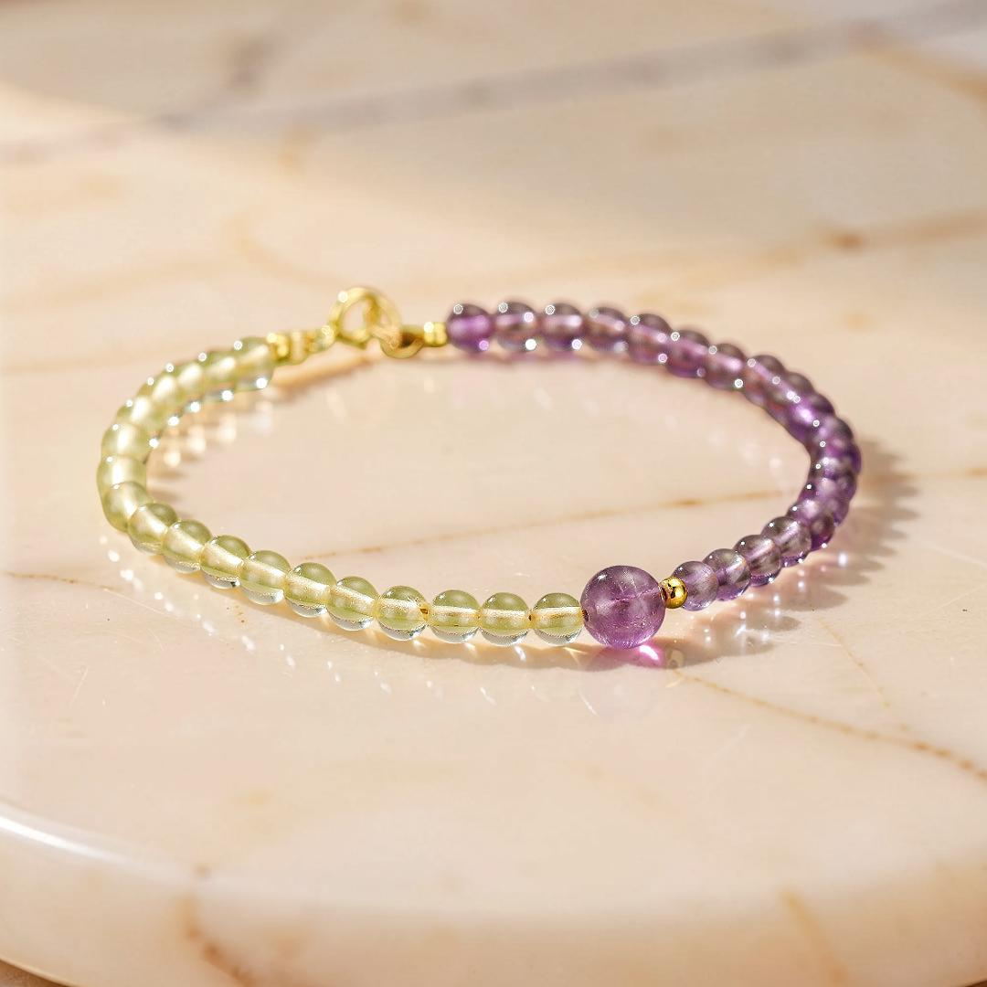 ATELIER-TIBET – Bracelet Citrine et Améthyste – Équilibre Solaire et Mystique