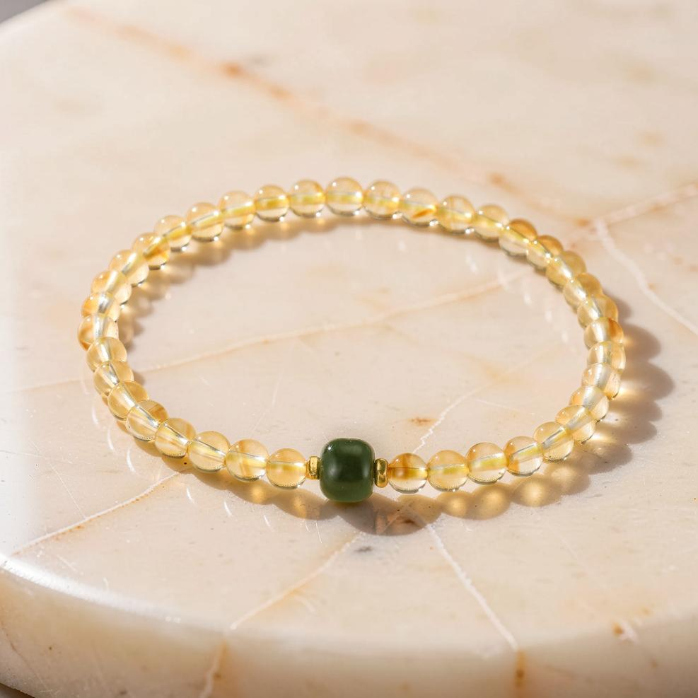 ATELIER-TIBET – Bracelet Citrine et Jade – Aura de Prospérité