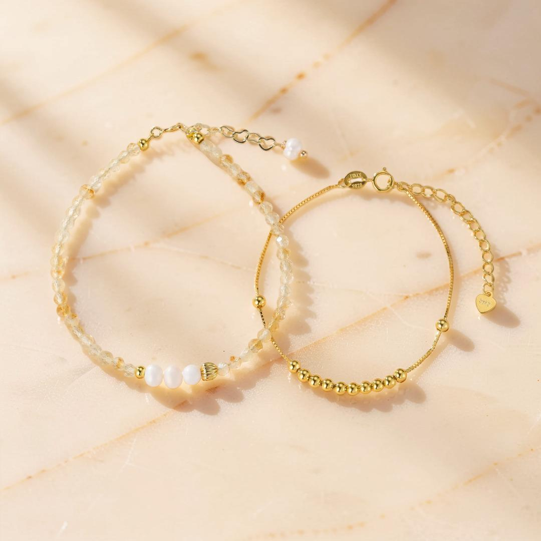 ATELIER-TIBET – Bracelet Citrine et Perle – Douceur Dorée