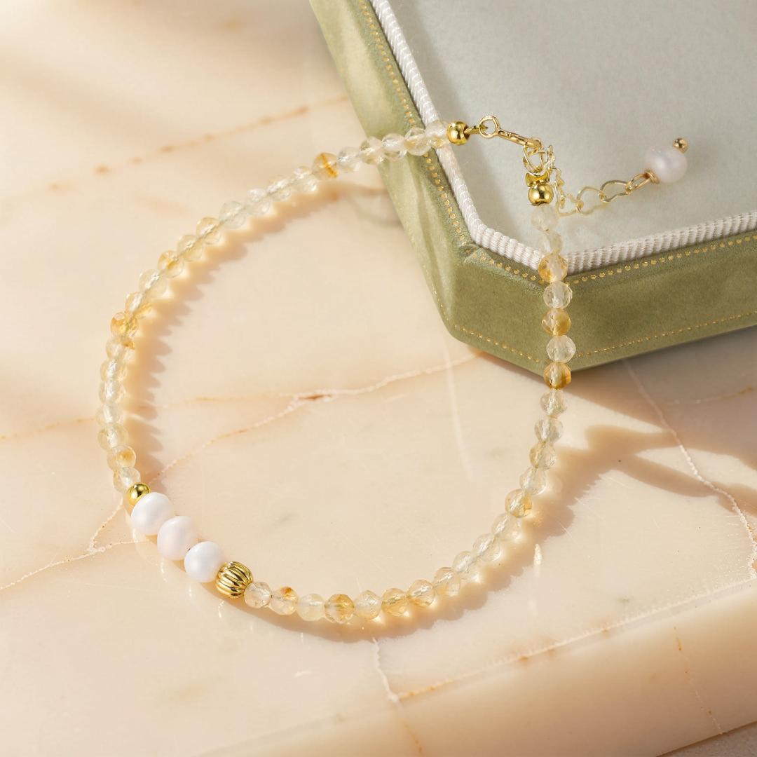 ATELIER-TIBET – Bracelet Citrine et Perle – Douceur Dorée