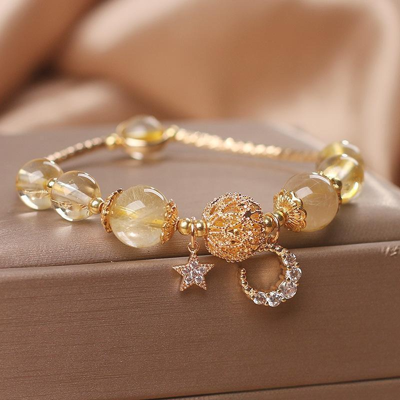 ATELIER-TIBET – Bracelet Citrine Lune et Étoile – Nuit de Rêveur