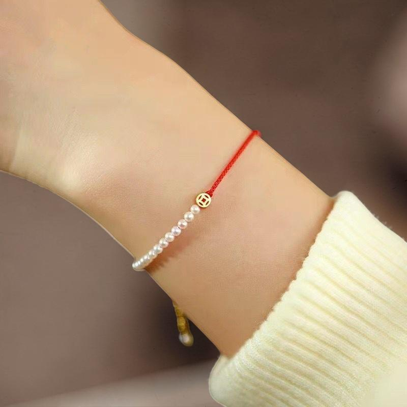 ATELIER-TIBET – Bracelet Cordon Rouge et Perles – Harmonie d'Abondance, Argent 925