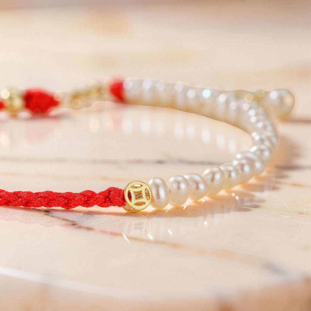 ATELIER-TIBET – Bracelet Cordon Rouge et Perles – Harmonie d'Abondance, Argent 925